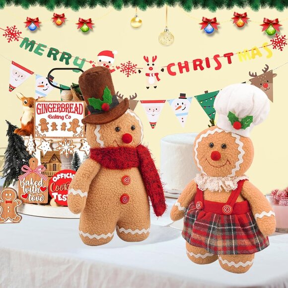 Gingerbread Plush Ornaments 12 Inch Christmas Decor Set for Kids Girls Indoor - Picture 6 of 6